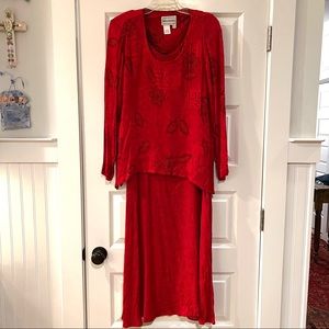 Karin Stevens 2PC maxi dress w/ tunic top overlay Size 12